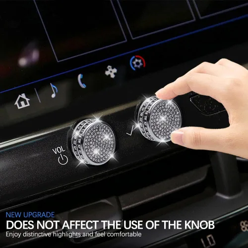 Miniatura 5 de 2 piezas de adornos brillantes para perillas de control central y multimedia, compatibles con Cadillac CT5 CT4, adhesivo para accesorio