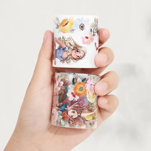 Miniatura 7 de WT Cinta Washi Carefree, Diseños Originales, Figuras de Personajes Niñas Decorativas, Manualidades, Suministros para Planificador Bujo, Cinta