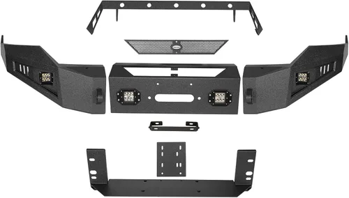Miniatura 8 de Hooke Road Parachoques delantero Ram 1500 con placa de cabrestante y luces LED para Dodge Ram 1500 2013-2018 (excluye Rebel) y camioneta Ram 1500