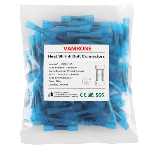 Miniatura 12 de 200 conectores de cable termorretráctiles de 16-14 AWG, conectores de cable eléctrico aislados, impermeables, terminales de crimpado de alambre