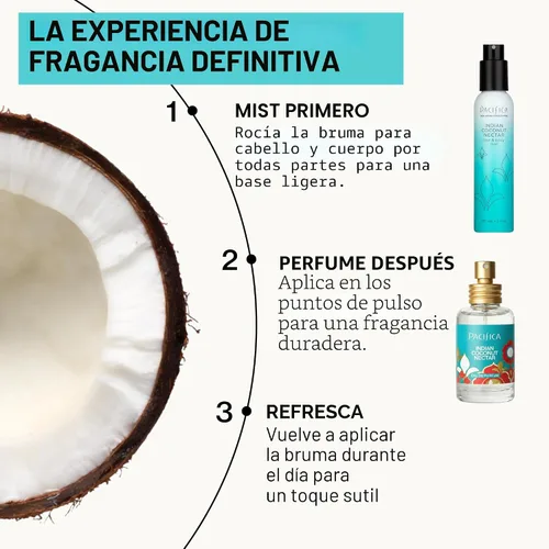 Miniatura 9 de Pacifica Aerosol de Perfume de Néctar de Coco Indio – Fragancia Tropical de Vainilla y Coco, Perfume Encaparable de Playa para Mujeres, Fórmula