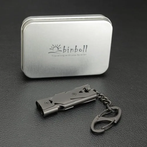 Miniatura 3 de silbato de emergencia silbatos llaveros violación silbato acero inoxidable silbatos de altos decibelios Silbato de tubles dobles -Gun 2pcs