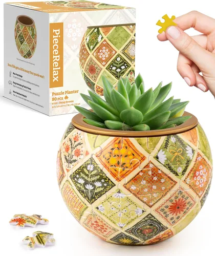 Miniatura 14 de PieceRelax Rompecabezas 3D Maceta 80 Piezas - Abundancia de Otoño, Macetas de Flores de Decoración del Hogar para Cactus de Interior, Macetas