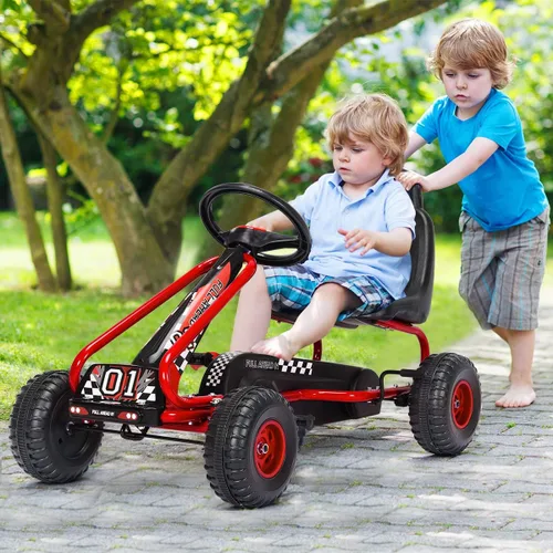 Miniatura 2 de Costzon - Go Kart de 4 ruedas a pedales, coche con asiento ajustable, freno de mano y ruedas antideslizantes, coche de pedal para niños y niñas de 3