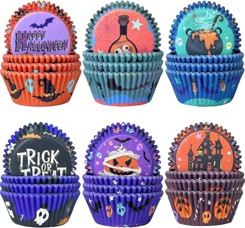 Miniatura 9 de qiqee 300 forros estándar para cupcakes, 6 diseños de papel azul degradado para cupcakes, tazas para hornear, envoltorios de cupcakes