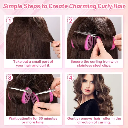 Miniatura 7 de 41 piezas de rodillos de cabello jumbo con clips, rodillos de cabello grandes con 3 tamaños 64mm 55mm 48mm, rodillo de cabello de autoagarre