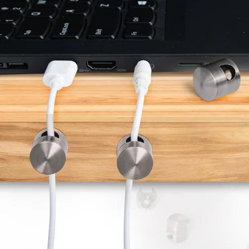 Miniatura 6 de SmallCat 2 juegos de soportes de cargador para cables, soportes de anclaje de cable ajustables negros, clips de cable de metal adhesivos