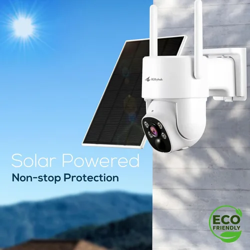 Miniatura 4 de Kittyhok Sistema de cámara de seguridad solar para exteriores inalámbrico 4 cámaras de seguridad PTZ solares 2K, visión nocturna a