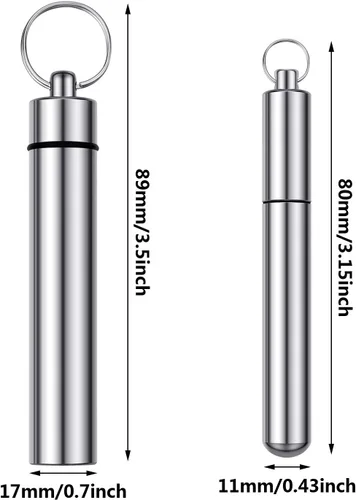 Miniatura 2 de Boao Soporte portátil de metal para palillos de dientes de 4 piezas, 2 tamaños, soporte de bolsillo de acero inoxidable, funda impermeable