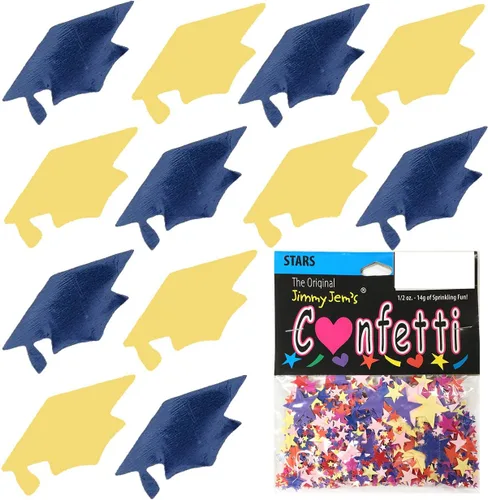 Miniatura 43 de Confetti Grad Cap Negro, Azul Marino Combo - 2 bolsas de media onza (1 oz)