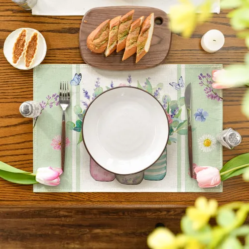 Miniatura 4 de Artoid Mode Bloom Vase - Juego de 4 manteles individuales florales de primavera de 12 x 18 pulgadas para decoración de fiestas, cocina, comedor