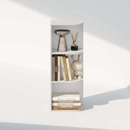 Miniatura 6 de Furinno Reed - Estantería esquinera de 3 niveles, estante para libros, estantes de esquina, estante de almacenamiento, para organización y Blanco