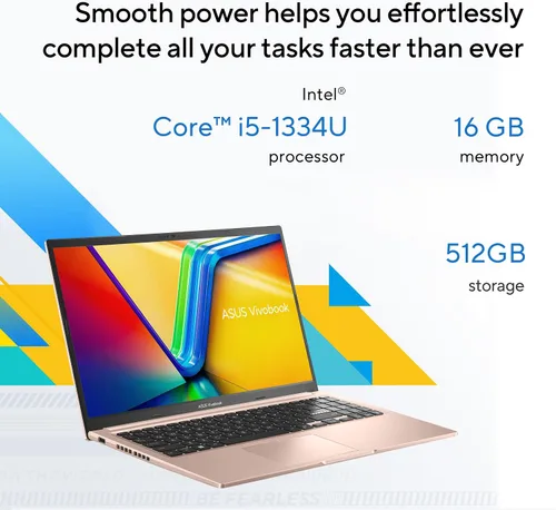 Miniatura 4 de Laptop ASUS Vivobook 15, pantalla táctil FHD de 15.6”, Intel Core i5-1334U, gráficos Intel Iris Xe, memoria de 16 GB, SSD de 512 GB, Champagne