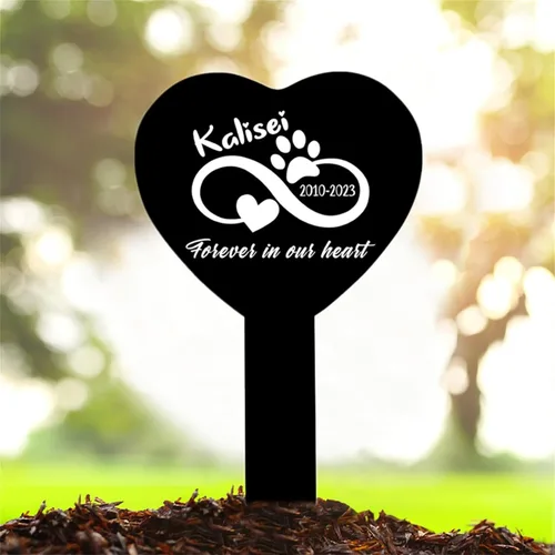 Miniatura 16 de Marcador de metal para tumbas para mascotas, nombre personalizado, estaca de jardín, perro, conmemorativo, alas de ángel, marcador de tumba, hueso