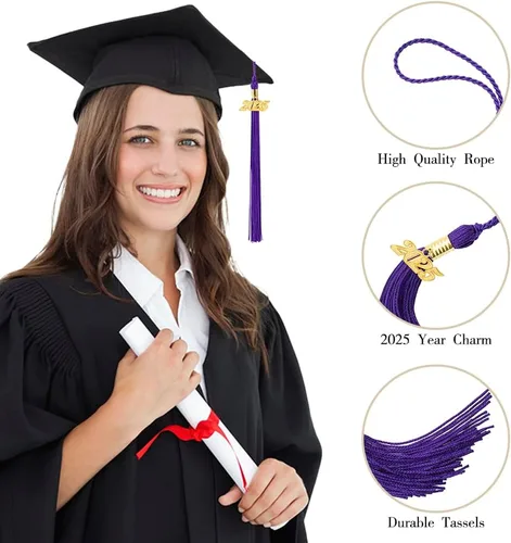 Miniatura 11 de Borla 2025, 1 unidad, borla de graduación para graduados 2025, borla 2025 con dijes de fecha dorada 2025 para fiestas de graduación, ceremonias