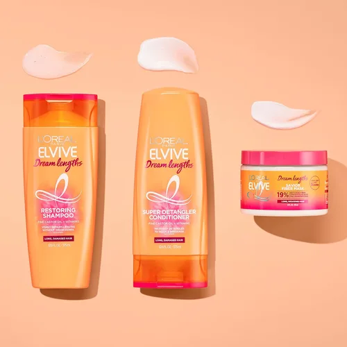 Miniatura 7 de L'Oreal Paris Elvive Dream Lengths - Máscara capilar de fibra salvadora con concentrado de péptidos de colágeno para revivir y restaurar, fórmula