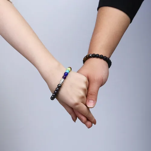 Miniatura 4 de THUNARAZ Juego de 12 pulseras magnéticas de hematita para hombres y mujeres, pulsera de piedra de ojo de tigre, regalo de alivio de Stree