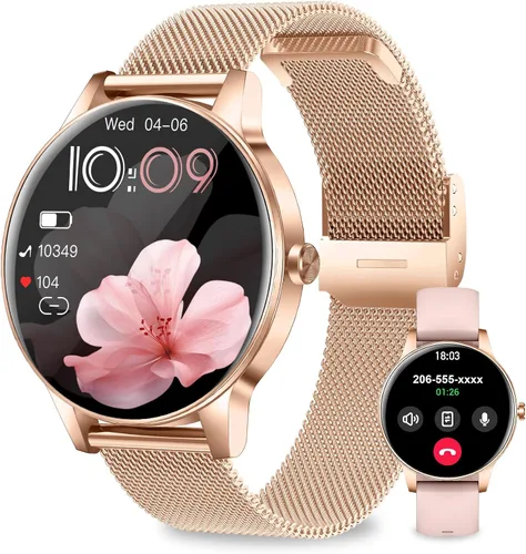 Miniatura 9 de Relojes inteligentes para mujer, rastreadores de actividad de 1.27 pulgadas con llamadas Bluetooth (respuesta y marca), frecuencia cardíaca, sueño