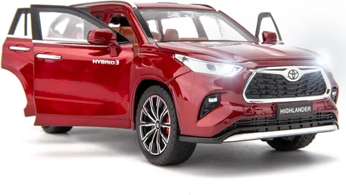 Miniatura 8 de BDTCTK 1/24 Highlander Modelo de Coche, Vehículo de Juguete de Aleación de Zinc con Sonido y Luz para Niños, Regalo para Niños y Niñas (Negro)