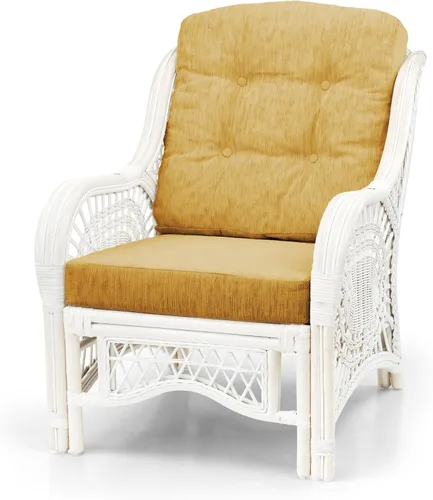 Miniatura 7 de Malibu Lounge Juego de 4: 2 sillas de mimbre de ratán natural, sofá de tres plazas con cojines marrón claro y mesa de centro con vidrio hecho a