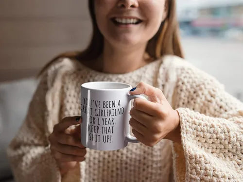 Miniatura 8 de 1 Año Aniversario Novia Taza Regalo Divertido Para Novia Primera Relación De Citas Pareja Juntos Café Taza De Té
