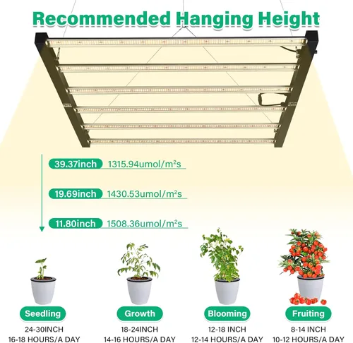 Miniatura 5 de SZHLUX Luz LED de crecimiento de 720 W, lámpara de crecimiento de espectro completo regulable, luz de cultivo de plantas plegable de 6 barras