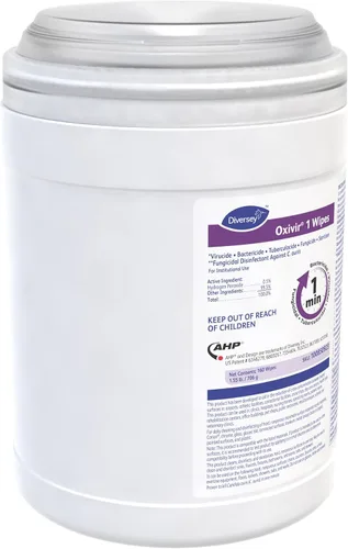 Miniatura 4 de Oxivir Diversey 1 100850923 - Toallitas desinfectantes de limpieza, prehumedecidas con peróxido de hidrógeno acelerado AHP, sin perfume, 160