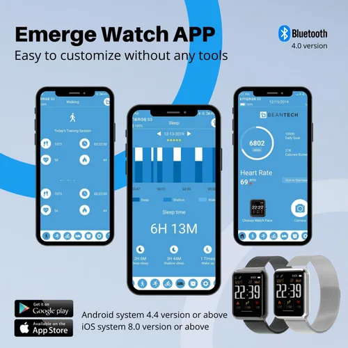 Miniatura 9 de Bean Information Technology Emerge S3 Silver Smartwatch para iOS y Android