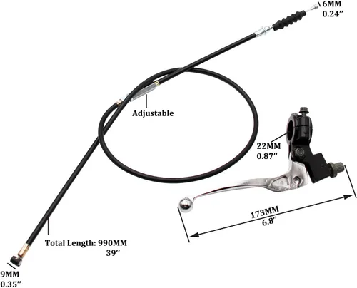 Miniatura 2 de PRO BAT palanca universal de embrague izquierda de 7/8" con cable de 39" y adaptador para motocicletas SSR Apollo para bicicletas de cross chinas
