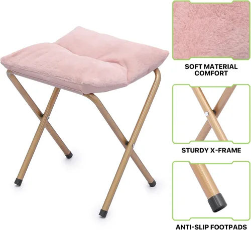 Miniatura 9 de Magshion Silla plegable para adultos con otomana, silla de lectura circular para dormitorio, sala de estar y dormitorio, asiento decorativo cómodo