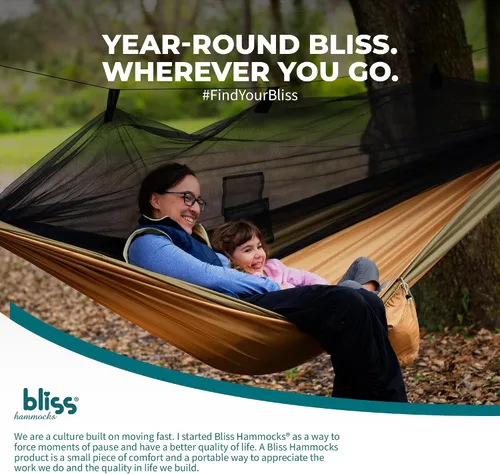 Miniatura 7 de Bliss Hammocks Hamaca en una bolsa con mosquitera y correas ajustables para árboles, hamaca de nailon para acampar y uso al aire libre, capacidad
