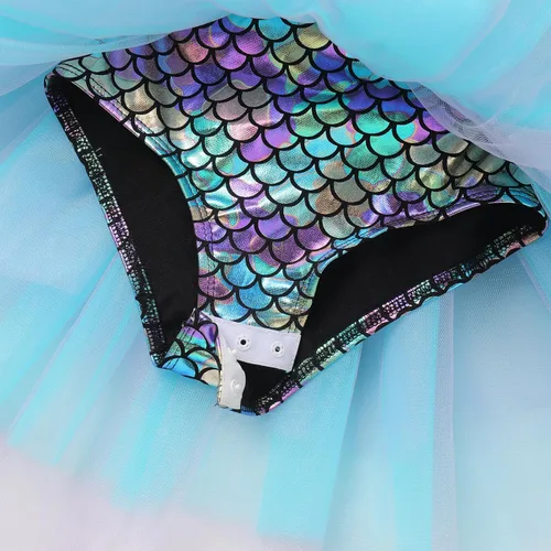 Miniatura 7 de IBAKOM Leotardo de ballet para niñas, disfraz de bailarina de Halloween, un hombro, vestido de baile de sirena y cavegirla, camisola, leotardo