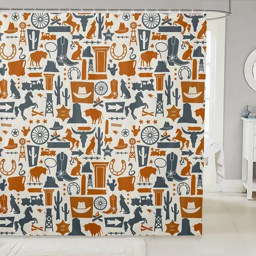 Miniatura 9 de Lindas cortinas de ducha para niños, cortinas rústicas de gallina, decoración de dormitorio de niñas y adultos, girasoles animales, plantas