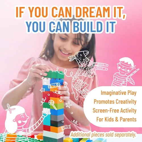 Miniatura 5 de Strictly Briks - Big Briks Set, juego de 108 piezas, 10 colores divertidos, bloques de construcción grandes para edades de 3 años en adelante