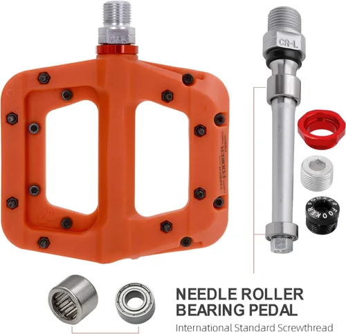 Miniatura 5 de FOOKER Pedales MTB para bicicleta de montaña, 3 rodamientos, antideslizantes, ligeros, de fibra de nailon, pedales de plataforma de bicicleta