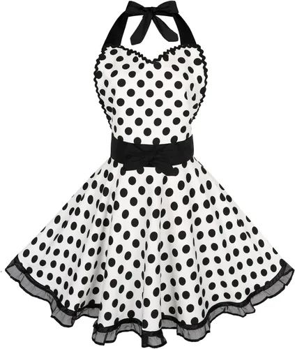 Violet Mist Lindos y Encantadores Delantales Retro para Mujeres Niñas Damas Delantales Vintage Sexy Estilo Corazón Delantales de los Años 50 Lunares