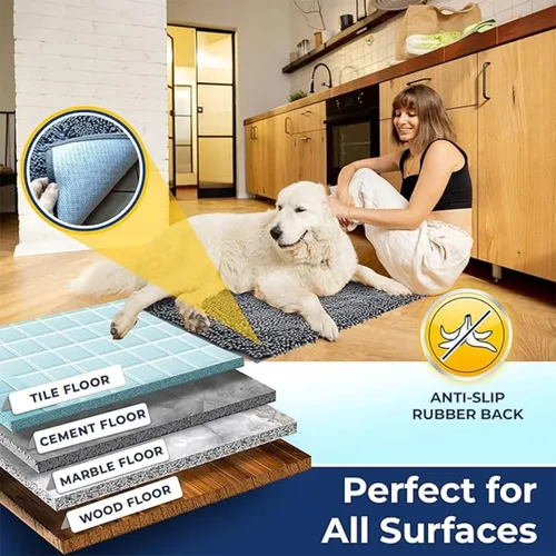 Miniatura 5 de Muddy Mat Alfombras de Baño de Chenilla de Microfibra de Secado Rápido Antideslizantes Lavables, Extra Gruesas, Suaves y Altamente Absorbentes Gris