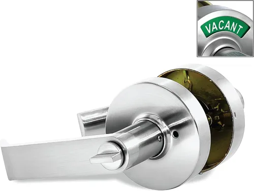 Miniatura 2 de VIZILOK Cerradura de puerta comercial para privacidad del baño, seguridad, cerradura indicadora estándar en cromo satinado, grado ANSi 2, perfecta
