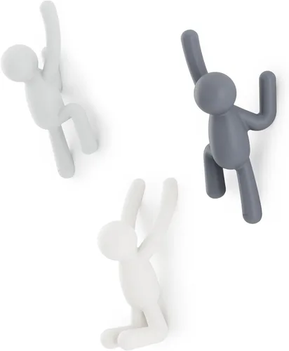 Miniatura 8 de Umbra Buddy Ganchos de pared decorativos montados en la pared para colgar abrigos, bufandas, bolsos, carteras, mochilas, toallas y más, juego de 3
