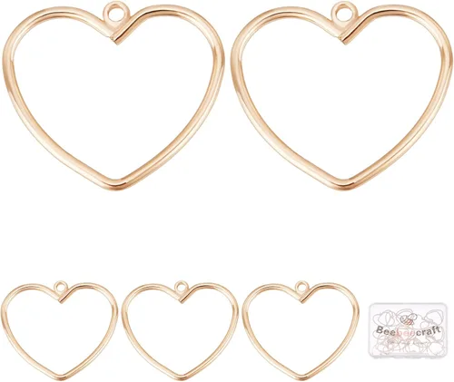 Miniatura 10 de Beebeecraft 1 caja de 18 quilates chapado en oro de latón/acero inoxidable corazón colgantes colgantes colgantes para el día de la madre, regalos