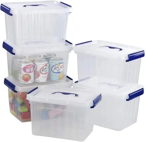 Miniatura 7 de Caja de almacenamiento transparente con tapa, cajas de plástico pequeñas de 6 litros, juego de 6