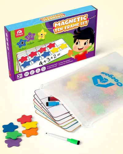 Miniatura 7 de Coogam Conjunto Magnético de Marco de Diez, Juegos de Conteo de Números EVA Manipulativos Matemáticos, Juguete Educativo Montessori, Regalo