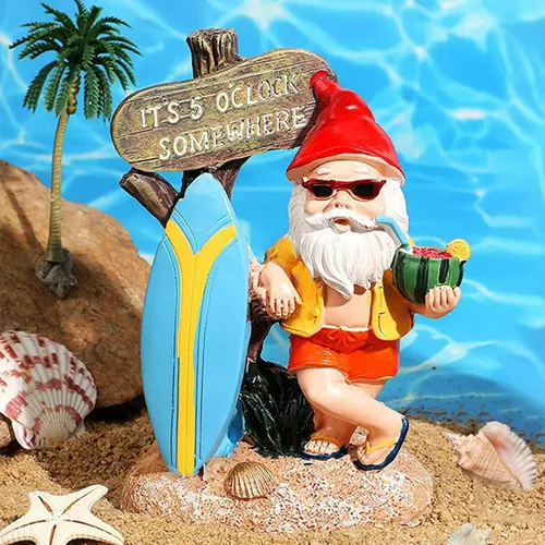 Miniatura 6 de Estatua divertida de gnomos de jardín para exteriores, decoración de resina de las 5 en punto, resistente a la intemperie, regalo de humor