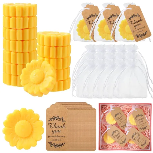 Juego de 25 mini jabones de girasol para regalos de fiesta de boda, regalos de despedida de soltera, jabón de baby shower, regalos para invitados,