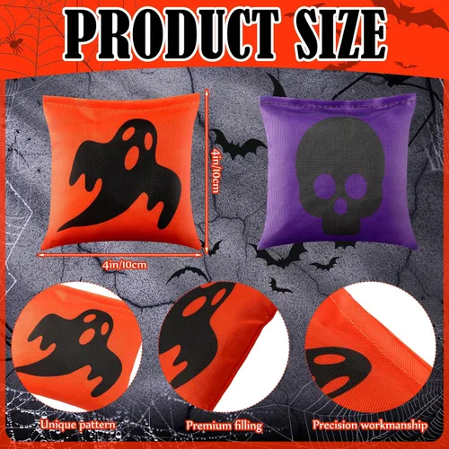 Miniatura 2 de Ceenna 12 bolsas de frijoles de Acción de Gracias, Halloween, calabaza, Cornhole, bolsas para lanzar juegos de Navidad, bolsas de frijoles de maíz