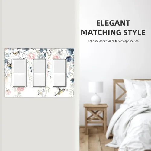 Miniatura 24 de Decorative Outlet Covers Blue Background White Cat Daisy Floral 2-Gang 1-Gang Wall Plate Single Toggle/Rocker Farmhouse Style Light Switch Covers
