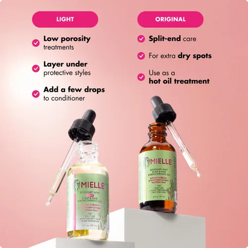 Miniatura 4 de Mielle Organics - Aceite ligero para el cabello de romero y menta, tratamiento para puntas abiertas y cuero cabelludo seco - Infundido con biotina