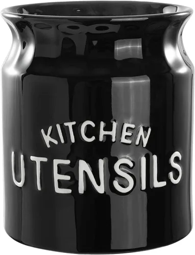 Soporte para utensilios de cocina, de cerámica, para encimera, 6.5 pulgadas, grande, para encimera de cocina, color negro