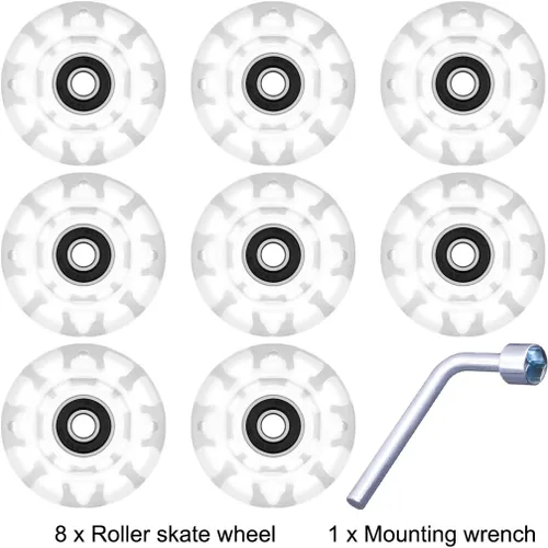 Miniatura 7 de Tanzfrosch Paquete de 8 Ruedas de Patines con Rodamientos Instalados Ruedas Cuádruples con Luz para Patinaje de Doble Fila y Monopatín 82A