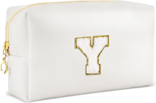 Miniatura 53 de URSKYTOUS Regalos para niñas, bolsa de maquillaje con inicial, bolsa de cosméticos personalizada con cremallera, bonita bolsa de aseo de viaje, Azul